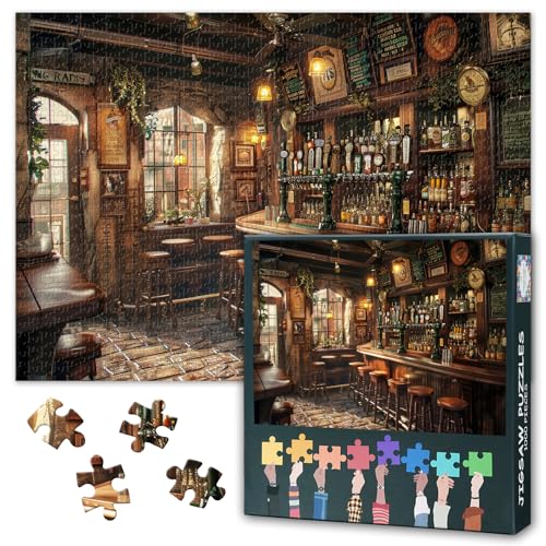1000 Teile Bar Puzzle für Erwachsene - Vintage Pub Szene, herausforderndes Puzzle, Premium-Qualität (69,8 x 50 cm) von TISHIRON