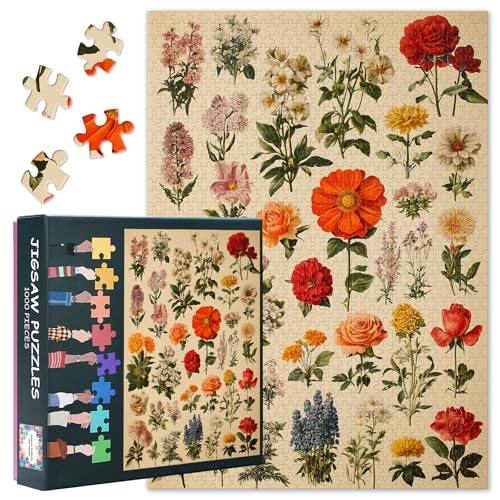 1000 Teile Blumen-Puzzle für Erwachsene - Botanische Vielfalt in leuchtenden Farben, Premium Puzzle - 27,5 x 19,7 Zoll (70x50 cm) von TISHIRON