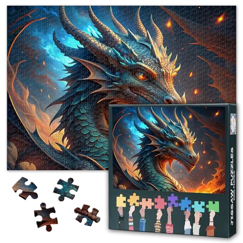1000 Teile Drachen Puzzles Großartiger Drache Für Erwachsene Geschenke Herausforderung Und Spaß Puzzle Für Erwachsene Familie Entspannung Puzzle Wanddekoration 50cmx70cm von TISHIRON