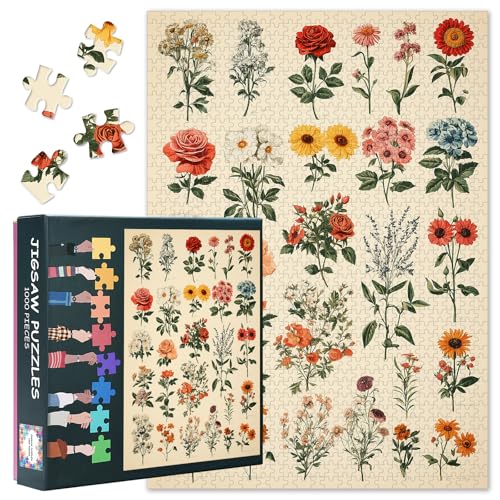 1000 Teile Erwachsenenpuzzle - Premium Puzzle, Anspruchsvolles Blumen-Puzzle - 27,5 x 19,7 Zoll (70x50 cm) von TISHIRON