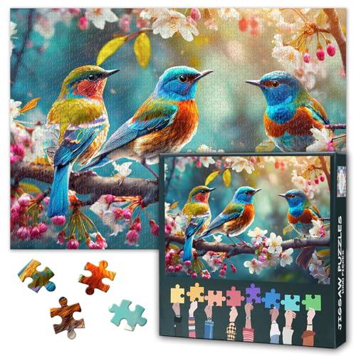 1000 Teile Kirschblütenvogel Puzzle - Singvogel im Frühlingsgarten Kunst & Premium Puzzle Board, Saisonales Naturpuzzle, 70x50 cm 1000 Teile Kirschblütenvogel Puzzle - Singvogel im Frühlingsgarten Kunst & Premium Puzzle Board, Saisonales Naturpuzzle, 70x50 cm von TISHIRON