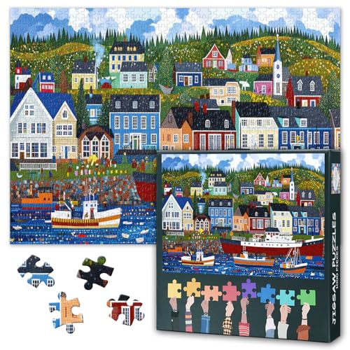 1000 Teile Kunst Puzzle für Erwachsene: Küstenstadt Panorama Wanddeko | Farbenfrohes Sammler Puzzle ohne Staub | Entspannendes Familienspiel Geschenk für Erwachsene Kinder Senioren | 70 x 50 cm 1000 Teile Kunst Puzzle für Erwachsene: Küstenstadt Panorama Wanddeko | Farbenfrohes Sammler Puzzle ohne Staub | Entspannendes Familienspiel Geschenk für Erwachsene Kinder Senioren | 70 x 50 cm von TISHIRON