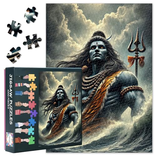 1000 Teile Lord Shiva Puzzle Maha Shivratri Mystische indische Epics Illustration Premium Papier Puzzle Sammleredition Spirituelle Yoga Dekor Hindu-Mythologie Kunst 69 x 50 cm 1000 Teile Lord Shiva Puzzle Maha Shivratri Mystische indische Epics Illustration Premium Papier Puzzle Sammleredition Spirituelle Yoga Dekor Hindu-Mythologie Kunst 69 x 50 cm von TISHIRON