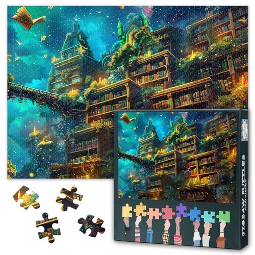 1000 Teile Magische Bibliothekspuzzles für Erwachsene, schwierige Puzzles für Erwachsene, Bibliothek mit schwebenden Büchern, Puzzle, Geschenke für Familienspiele, Heimdekoration, 70 x 40 cm 1000 Teile Magische Bibliothekspuzzles für Erwachsene, schwierige Puzzles für Erwachsene, Bibliothek mit schwebenden Büchern, Puzzle, Geschenke für Familienspiele, Heimdekoration, 70 x 40 cm von TISHIRON
