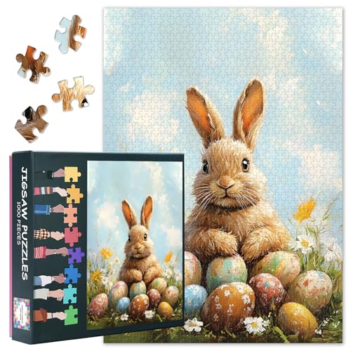 1000 Teile Osterhasen Puzzle - Bunte Ostereier auf Blumenwiese Kunst & Premium Puzzles Board, 70x50 cm 1000 Teile Osterhasen Puzzle - Bunte Ostereier auf Blumenwiese Kunst & Premium Puzzles Board, 70x50 cm von TISHIRON