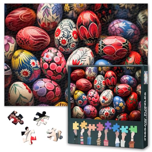 1000 Teile Ostern Puzzle für Erwachsene: Frühlings Eier Motiv Premium Familienspiel | Staubfreies Sammler Puzzle mit Geschenkverpackung | Festliches Geschenk für Freunde & Familie | 70 x 50 cm von TISHIRON
