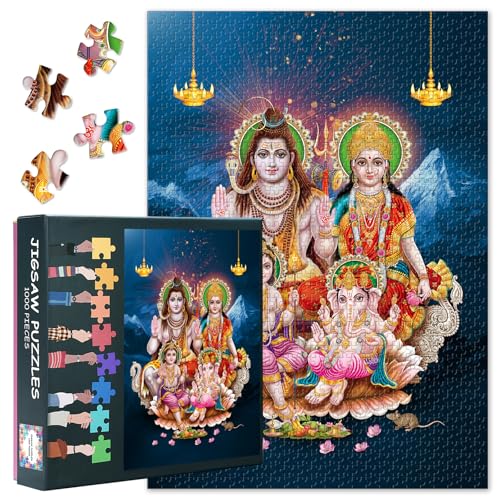 1000 Teile Premium Puzzle: Ganesha & Saraswati (50x70cm) - Heilige Hindu Kultur, Detaillierte Kunst für Diwali Geschenke von TISHIRON