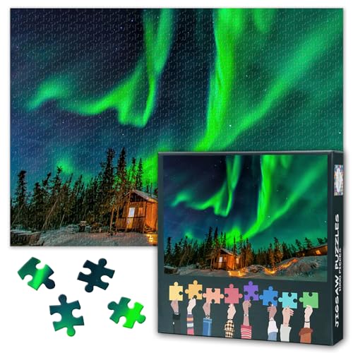 1000 Teile Premium Puzzle: Polarlicht Aurora (50x70cm) - Detailreiche Nordlichter Kunst, Meditatives Achtsamkeitsspiel für Erwachsene & Familienabende von TISHIRON