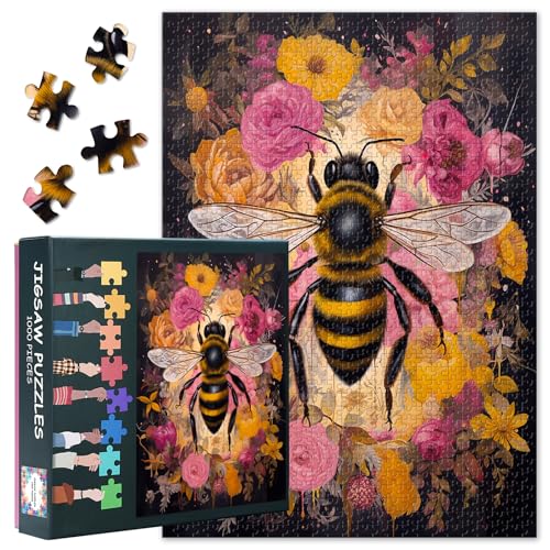 1000 Teile Puzzle Bienenparadies | Hyperdetallierte Blütenmechanik für Naturtherapie & Botanikstudium | Premium Erwachsenenpuzzle mit Ökosystem-Motiv als Lehrreiche Wandkunst (27.5x19.7 Zoll) von TISHIRON