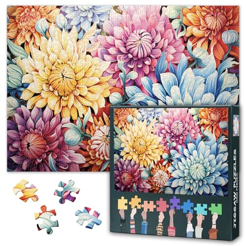 1000 Teile Puzzle Botanische Blütenpracht mit Viktorianischen Stickmustern | Meditatives Erwachsenenpuzzle für Achtsamkeitstraining & Künstlerische Wanddekoration | Entspannungstherapie von TISHIRON