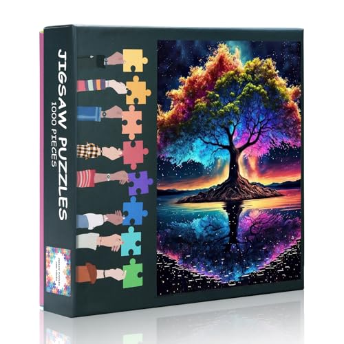 1000 Teile Puzzle Erwachsene, Impossible Geschicklichkeitsspiel für die Ganze Familie, Farbenfrohes Legespiel - Baum des Lebens auf dem See, Home Dekoration von TISHIRON