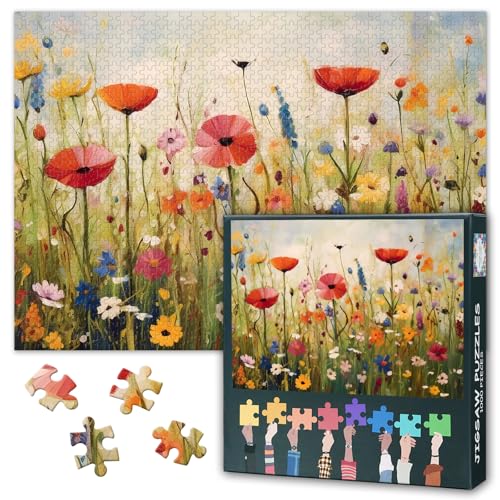 1000 Teile Puzzle Erwachsene - Blumen Thema Jigsaw Puzzle (70 x 50 cm), Mohn anspruchsvolle Puzzles für Erwachsene, Familienspiel für Männer & Frauen (Home Decor Geschenk) von TISHIRON