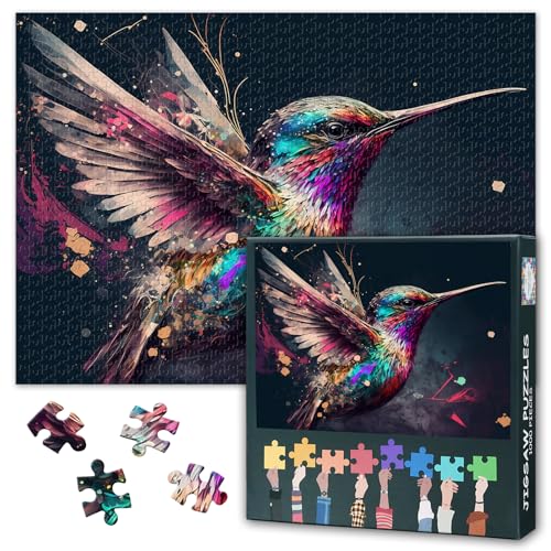 1000 Teile Puzzle Erwachsene ChromaFlutter Kolibri Kunst | Kognitionsaktivierende Vogeltherapie & Neuro-Bloomscape Design für Zen-Fokus | Premium Naturkunstpuzzle als Meditative Achtsamkeitsübung von TISHIRON