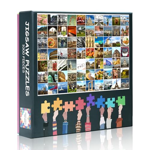 1000 Teile Puzzle Erwachsene – Europäische Sehenswürdigkeiten, Speisen und Kulturschätze, Kunst mit hochwertigem Puzzlebrett, Puzzles zum Thema Reisen für Erwachsene(50X70 cm) von TISHIRON