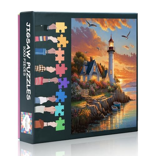 1000 Teile Puzzle Erwachsene - Jigsaw Puzzles Leuchtturm Kunst, 70 x 50 cm Hard Impossible Difficult Challenging Puzzle Familienspiel für Männer & Frauen (Home Decor Geschenk) Sunset Scenery von TISHIRON