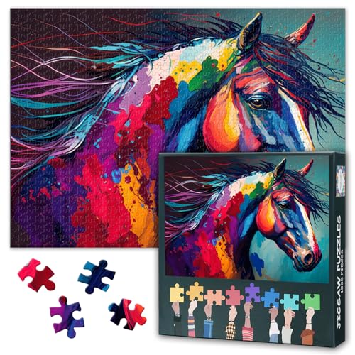 1000 Teile Puzzle Erwachsene Neurochromatische Pferdekunst | Dynamische Farbtherapie & Abstrakter Expressionismus für Neurologische Balance | Premium Kreativitätsstimulation Puzzle 1000 Teile Puzzle Erwachsene Neurochromatische Pferdekunst | Dynamische Farbtherapie & Abstrakter Expressionismus für Neurologische Balance | Premium Kreativitätsstimulation Puzzle von TISHIRON