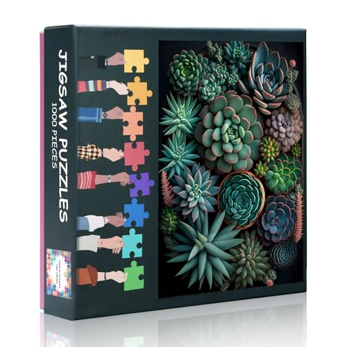 1000 Teile Puzzle Erwachsene - Sukkulenten Thema herausfordernde Puzzle, 70 x 50 cm Familie Lernspiele & Home Decor Geschenk (Plant Series) von TISHIRON