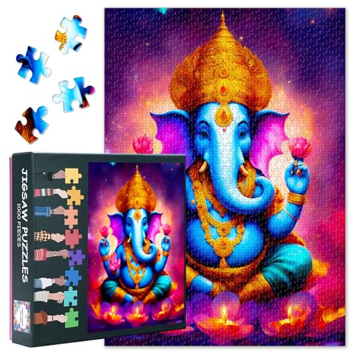 1000 Teile Puzzle Ganesha Der Herr der Weisheit Hindu Gott Kunst Indische Mythologie Wanddekoration Spirituelles Geschenk Premium Qualität 27,5x19,7 Zoll 1000 Teile Puzzle Ganesha Der Herr der Weisheit Hindu Gott Kunst Indische Mythologie Wanddekoration Spirituelles Geschenk Premium Qualität 27,5x19,7 Zoll von TISHIRON