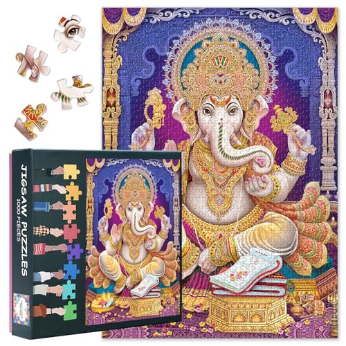 1000 Teile Puzzle Ganesha Ganapati Elefantenköpfiger Hindu Gott Heilige Kunst Spirituelle Deko Meditation Fokus Yoga Geschenk für Erwachsene 27,5x19,7 Zoll 1000 Teile Puzzle Ganesha Ganapati Elefantenköpfiger Hindu Gott Heilige Kunst Spirituelle Deko Meditation Fokus Yoga Geschenk für Erwachsene 27,5x19,7 Zoll von TISHIRON