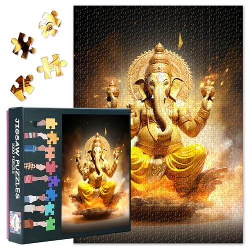 1000 Teile Puzzle Ganesha Hindu Gott Kunst Indische Mythologie Spirituelle Deko Premium Qualität Anspruchsvolles Puzzle 27,5x19,7 Zoll 1000 Teile Puzzle Ganesha Hindu Gott Kunst Indische Mythologie Spirituelle Deko Premium Qualität Anspruchsvolles Puzzle 27,5x19,7 Zoll von TISHIRON