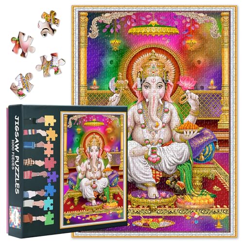1000 Teile Puzzle Kollektion Ganesha Göttliche Kunst Kontrastreiche Farben Klare Abbildung 27,5x19,7 Zoll 1000 Teile Puzzle Kollektion Ganesha Göttliche Kunst Kontrastreiche Farben Klare Abbildung 27,5x19,7 Zoll von TISHIRON
