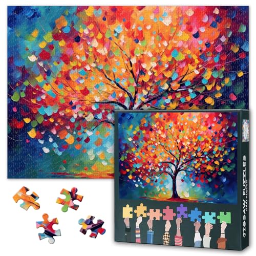 1000 Teile Puzzle Künstlerischer Herbstwald mit Herzförmigen Bokeh-Effekten | Abstrakte Farbspritzer für Kunsttherapie & Romantische Herbstdekoration | Premium Erwachsenenpuzzle als Entspannende 1000 Teile Puzzle Künstlerischer Herbstwald mit Herzförmigen Bokeh-Effekten | Abstrakte Farbspritzer für Kunsttherapie & Romantische Herbstdekoration | Premium Erwachsenenpuzzle als Entspannende von TISHIRON