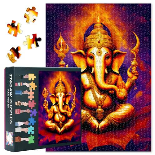 1000 Teile Puzzle Lord Ganesha Ganesh Chaturthi Festival Hindu Gott Indische Feier Wandkunst Deko Premium Puzzle 27,5x19,7 Zoll 1000 Teile Puzzle Lord Ganesha Ganesh Chaturthi Festival Hindu Gott Indische Feier Wandkunst Deko Premium Puzzle 27,5x19,7 Zoll von TISHIRON