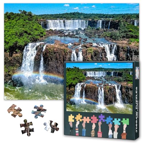 1000 Teile Puzzle Naturwunder Iguazú-Wasserfälle | Luftaufnahme der Grenze Tropischem Regenwald | Kunstvolle Nationalpark-Landschaft | Anspruchsvolles Papierpuzzle für Erwachsene von TISHIRON
