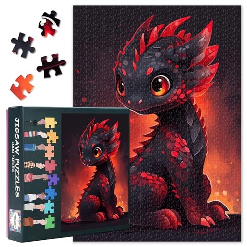 1000 Teile Puzzle Niedlicher Feuerdrache mit Glitzereffekten, XXL Fantasy-Drachen Kunstwerk für Erwachsene, Premium Papierpuzzle Magische Kreaturen Wanddekor, Motivgröße 27.5x19.7 Inch 1000 Teile Puzzle Niedlicher Feuerdrache mit Glitzereffekten, XXL Fantasy-Drachen Kunstwerk für Erwachsene, Premium Papierpuzzle Magische Kreaturen Wanddekor, Motivgröße 27.5x19.7 Inch von TISHIRON