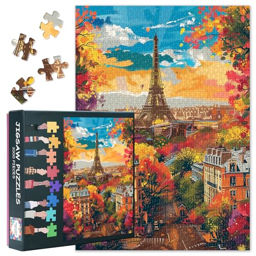 ‌1000 Teile Puzzle Paris Kunstmotiv für Erwachsene, Lebendige Stadtansichten als Wanddekoration, Entspannendes Familienspiel und Geschenkidee (50,5x70,5 cm) von TISHIRON