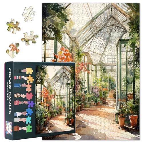 1000 Teile Puzzle Premium Motiv | Üppige Blütenpracht und Pflanzenvielfalt im Botanischen Gewächshaus | Kunstdruck für Erwachsene & Jugendliche | Hochwertiges Papierpuzzle | 70x50 cm von TISHIRON