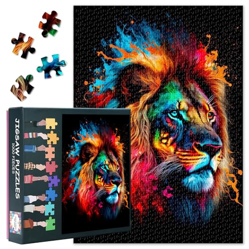 1000 Teile Puzzle Regenbogen Löwenkopf Abstraktkunst | Fluid Art Design für Psychedelische Meditation & Modernes Interior | Premium Erwachsenenpuzzle mit Dynamischen Farbverläufen als Wandkunst 1000 Teile Puzzle Regenbogen Löwenkopf Abstraktkunst | Fluid Art Design für Psychedelische Meditation & Modernes Interior | Premium Erwachsenenpuzzle mit Dynamischen Farbverläufen als Wandkunst von TISHIRON