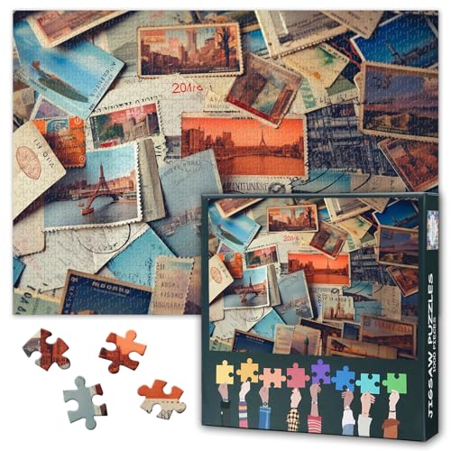 1000 Teile Puzzle Stadtansicht Briefmarken Collage für Erwachsene Familie Senioren: Herausforderndes Familienspiel & Gehirntraining, Ideale Wanddeko und Geschenkidee für Reise Fans | 70 x 50 cm 1000 Teile Puzzle Stadtansicht Briefmarken Collage für Erwachsene Familie Senioren: Herausforderndes Familienspiel & Gehirntraining, Ideale Wanddeko und Geschenkidee für Reise Fans | 70 x 50 cm von TISHIRON