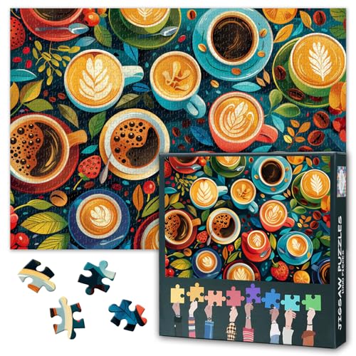 1000 Teile Puzzle für Erwachsene, Puzzle für Erwachsene 1000 Teile mit farbenfrohem Motiv von verschiedenen kunstvoll gestalteten Kaffeetassen, 50x70cm 1000 Teile Puzzle für Erwachsene, Puzzle für Erwachsene 1000 Teile mit farbenfrohem Motiv von verschiedenen kunstvoll gestalteten Kaffeetassen, 50x70cm von TISHIRON