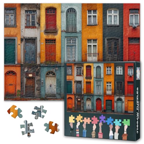 1000 Teile Puzzle für Erwachsene, verschiedene Fenstertüren Puzzle für Erwachsene, Kinder und ältere Menschen, bunte Tür-Puzzles, stabile Teile, herausforderndes Familienspiel, 50,8 x 68,9 cm von TISHIRON