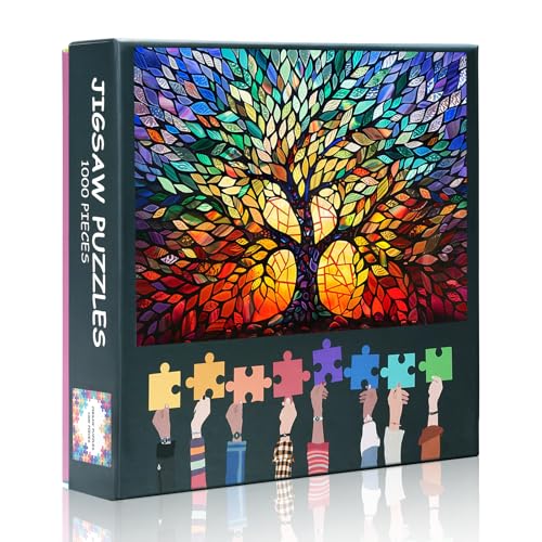 1000 Teile Puzzle für Erwachsene – Abstrakte Kunst Baum des Lebens, Premium-Puzzle für Erwachsene mit 1000 Teilen zur Entspannung (27,5 x 19,7 Zoll) von TISHIRON