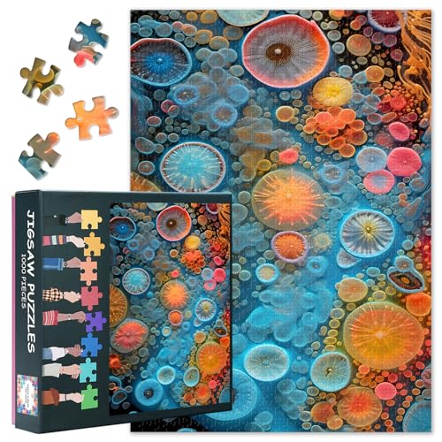 1000 Teile Puzzle für Erwachsene - Abstrakte Mikroorganismen-Zellen, Wissenschaftliches Mikroben-Puzzle, Hochwertiges Erwachsenenpuzzle - 27,5 x 19,7 Zoll (70x50 cm) von TISHIRON