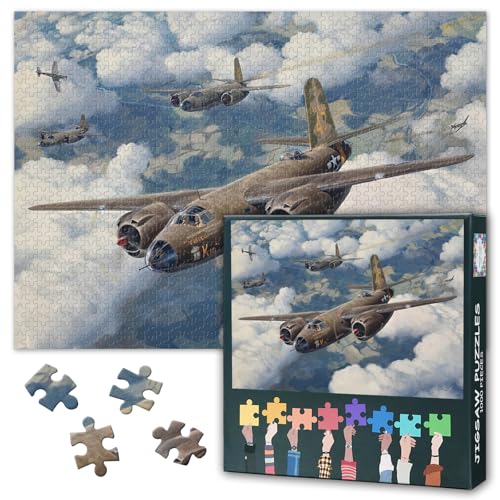1000 Teile Puzzle für Erwachsene B 26 Marauder Militärflugzeug WWII Bomber Vintage Kriegskunst Wanddekoration 27,5 x 19,7 Zoll von TISHIRON