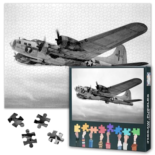 1000 Teile Puzzle für Erwachsene B17 Flying Fortress WWII Bomber Schwarz Weiß USAAF Poster Vintage Militär Flugzeug Kunst Herausforderndes Puzzle Geschenk 27,5 x 19,7 Zoll 1000 Teile Puzzle für Erwachsene B17 Flying Fortress WWII Bomber Schwarz Weiß USAAF Poster Vintage Militär Flugzeug Kunst Herausforderndes Puzzle Geschenk 27,5 x 19,7 Zoll von TISHIRON