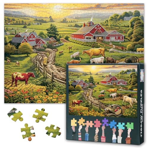 1000 Teile Puzzle für Erwachsene Bauernhof Landschaft Motiv - Pastorale Szene in Warmen Tönen mit Ländlichem Leben Kunstwerk zum Entspannen Gedächtnistraining Premium Puzzle Spiel 50,5 x 70,5 cm 1000 Teile Puzzle für Erwachsene Bauernhof Landschaft Motiv - Pastorale Szene in Warmen Tönen mit Ländlichem Leben Kunstwerk zum Entspannen Gedächtnistraining Premium Puzzle Spiel 50,5 x 70,5 cm von TISHIRON