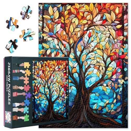1000 Teile Puzzle für Erwachsene - Baum des Lebens, Farbenfrohe abstrakte Kunst, lebendiges Fantasie-Puzzle, Anspruchsvolles 1000-Teile-Puzzle - 27,5 x 19,7 Zoll 1000 Teile Puzzle für Erwachsene - Baum des Lebens, Farbenfrohe abstrakte Kunst, lebendiges Fantasie-Puzzle, Anspruchsvolles 1000-Teile-Puzzle - 27,5 x 19,7 Zoll von TISHIRON