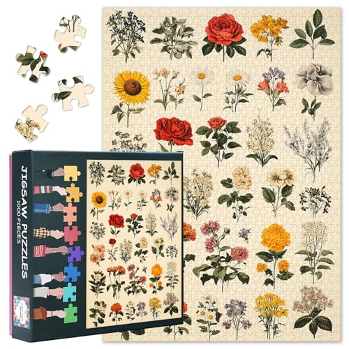 1000 Teile Puzzle für Erwachsene - Beeindruckende Blumenkunst mit botanischer Vielfalt, Premium Puzzles, Detailreiches Blumen-Puzzle(70x50 cm) von TISHIRON