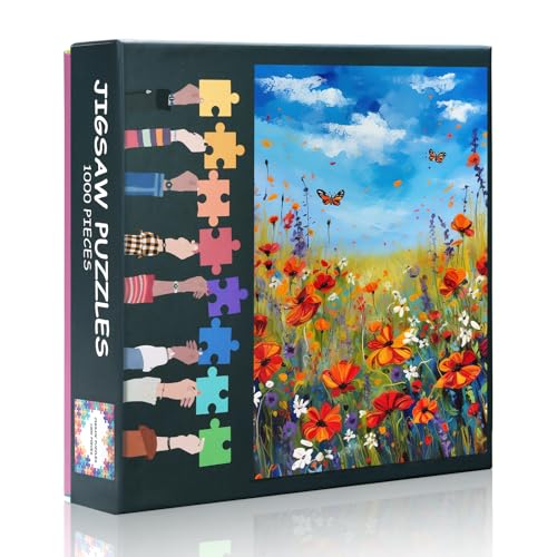 1000 Teile Puzzle für Erwachsene Blühende Blumen - Puzzle 1000 Teile, schwer schwierig herausfordernde Puzzles Wildblumen Thema (70 x 50 cm), Familie Spielabend Geschenk & Home Decor von TISHIRON