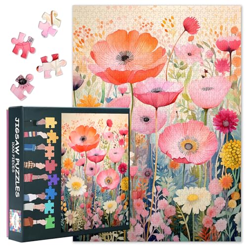 1000 Teile Puzzle für Erwachsene - Bunte Blumen Puzzles für Erwachsene 1000 Teile, Pflanzen Puzzle für Erwachsene - 27,5" x 19,7" von TISHIRON