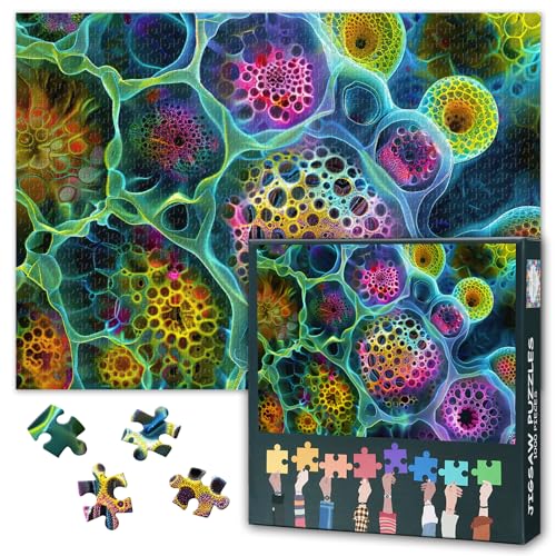 1000 Teile Puzzle für Erwachsene - Bunte Embryonalentwicklung & Mikroorganismen-Zellen, Wissenschaftliche Kunst, Premium Puzzle 27,5 x 19,7 Zoll (70x50 cm) von TISHIRON