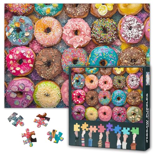 1000 Teile Puzzle für Erwachsene - Bunte Glasiert-Donuts & Desserts, Künstlerisches Donut-Motiv, Premium Erwachsenenpuzzle - 27,5x19,7 Zoll 1000 Teile Puzzle für Erwachsene - Bunte Glasiert-Donuts & Desserts, Künstlerisches Donut-Motiv, Premium Erwachsenenpuzzle - 27,5x19,7 Zoll von TISHIRON