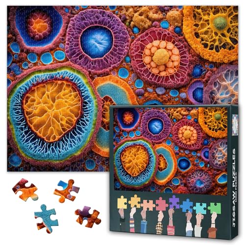 1000 Teile Puzzle für Erwachsene - Bunte Mikroorganismen-Zellen, Lebendiges Wissenschaftsdesign, Premium Erwachsenenpuzzle, 27,5 x 19,7 Zoll (70x50 cm) von TISHIRON