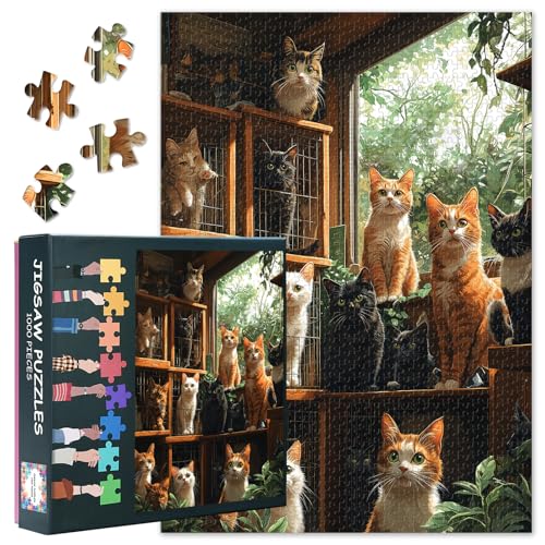1000 Teile Puzzle für Erwachsene - Charmantes Motiv mit vielen Katzen in Einer gemütlichen Tierhandlung, Premium Puzzle, 50x70 cm 1000 Teile Puzzle für Erwachsene - Charmantes Motiv mit vielen Katzen in Einer gemütlichen Tierhandlung, Premium Puzzle, 50x70 cm von TISHIRON