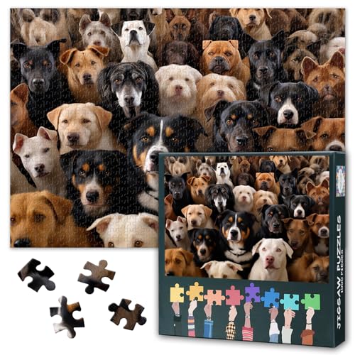 ‌1000 Teile Puzzle für Erwachsene Familien und Senioren Kunstvolles Hundefamilien Motiv in Warmen Farben Geschenkidee für Hundeliebhaber Mit Präzisionsschnitt Sorgfältig Verpackt 50,5 x 70,5 cm von TISHIRON