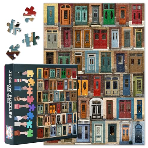 1000 Teile Puzzle für Erwachsene - Farbenfrohe Vintage Türen Kollektion | Premium-Puzzle mit Kunstdruck | Hochwertige Papierpuzzle | 70x50 cm (27.5x19.7 Zoll) von TISHIRON